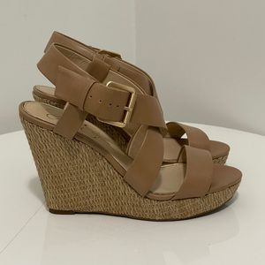 Nude wedged sandals, new w/o tag